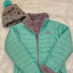 Girls North Face Mossbud Reversible Jacket & Hat